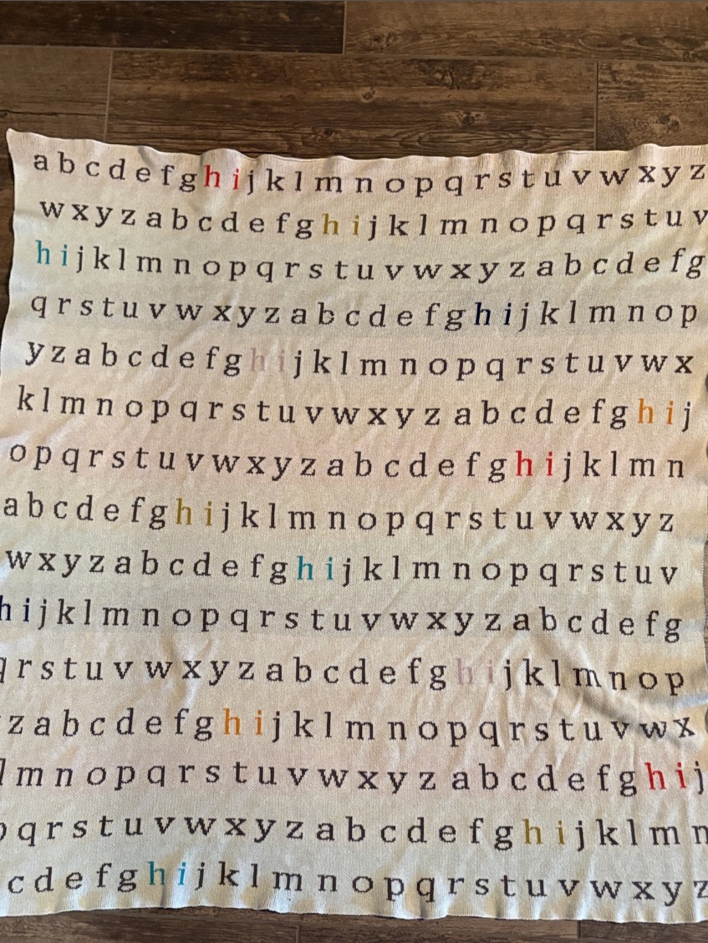 Alphabet Accent Baby Blanket— Cream with Colorful Letters/striped
